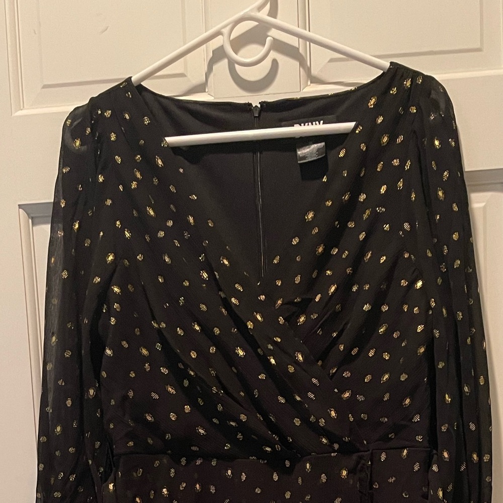 DKNY Black Dress with Gold Accents